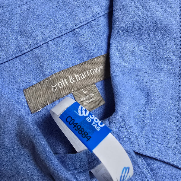 Croft and Barrow Blue Blouse Button Up Collar Long Sleeve Size Large