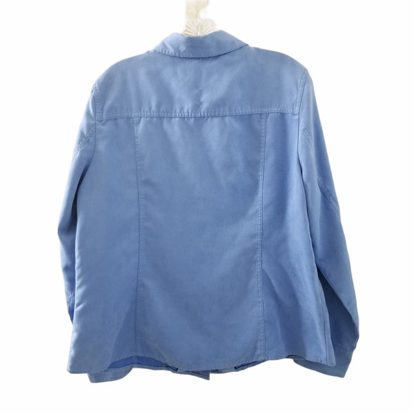 Croft and Barrow Blue Blouse Button Up Collar Long Sleeve Size Large