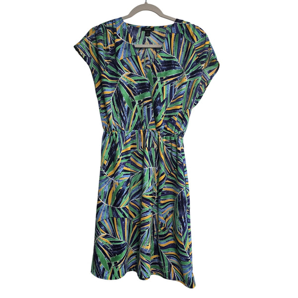 Halogen Tropical Short Sleeve Surplice Pockets Elastic Waist Size XS
