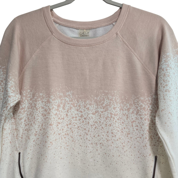 CALIA by Carrie Underwood Effortless Zip Peach White Sweatshirt Size Small