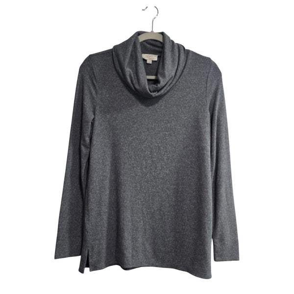 Loft Gray Long Sleeve Cowl Neck Blouse Size XS