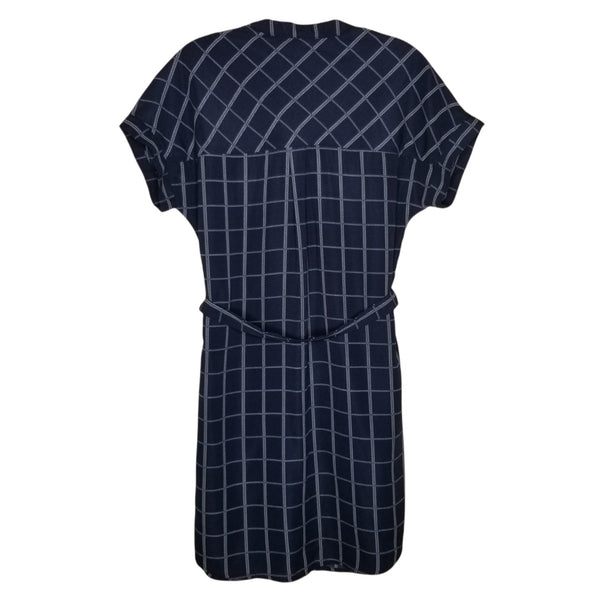Monteau Los Angeles Blue Plaid Button Down Short Sleeve Dress Size Small
