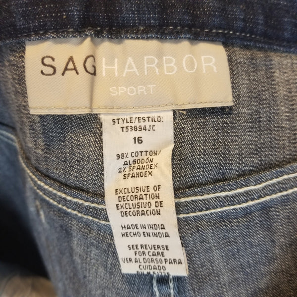 NWT SAG Harbor Sport Women's Denim Blue Jeans 5 Pockets  Size 16