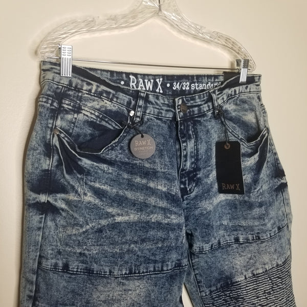 NWT RAW-X Men's Straight Leg Medium Blue Jeans Size 34/32 Standard