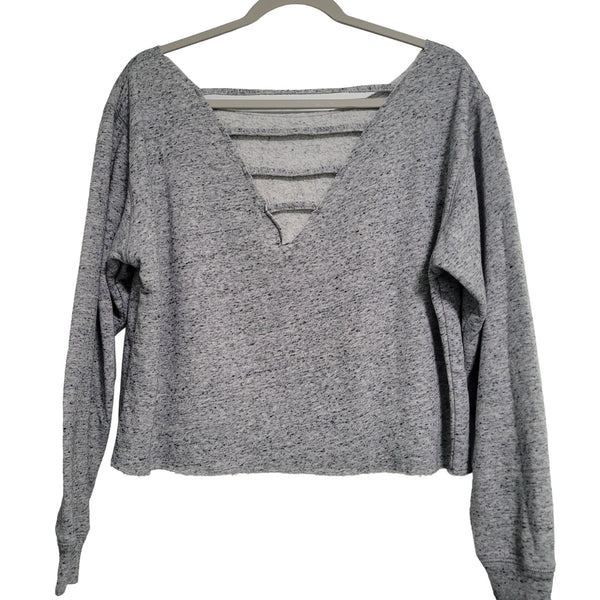 Victoria's Secret Pink Gray Space Dye Crop Sweatshirt Open Cross Back Size Small