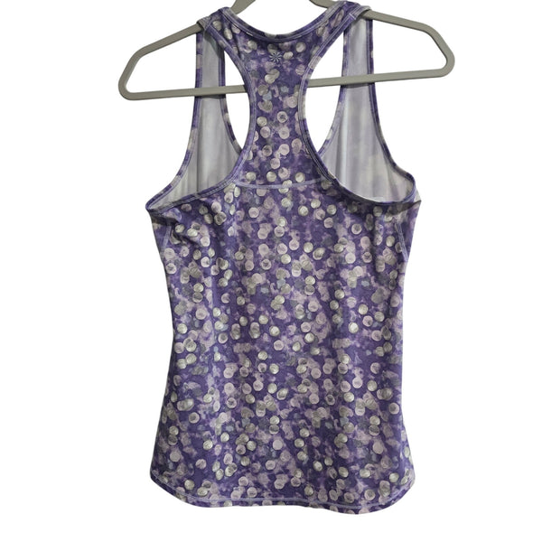Athleta Purple Silver Polka Dots Racerback Tank Top Size Small