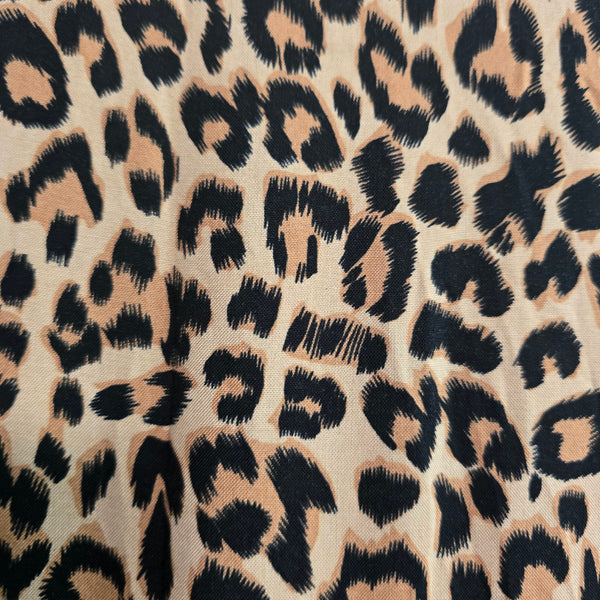 Olivaceous Leopard Print Knee Length Dress Notch Neck Size Small