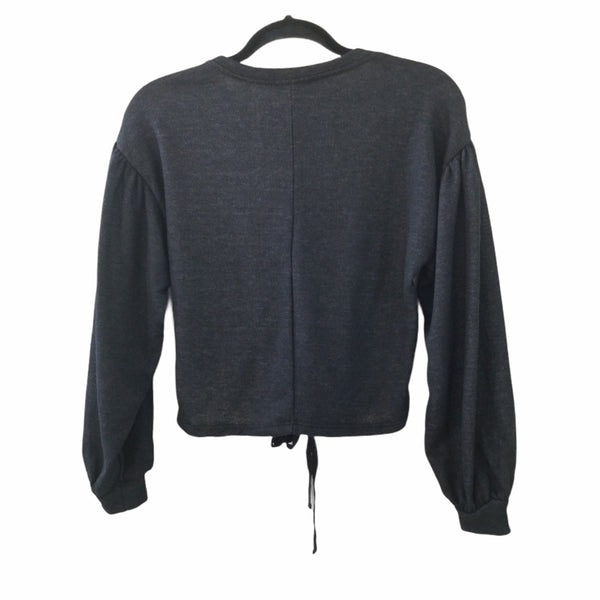 NWT Haute Monde Gray Crop Top Lace Up Front Size Small