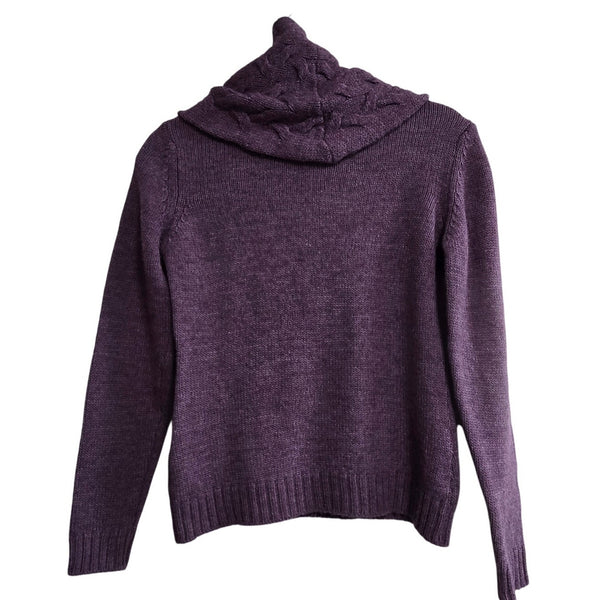 Luigi Baldo Purple Cowl Neck Merino Wool Acrylic Alpaca Sweater Size Small
