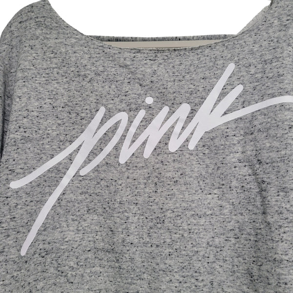 Victoria's Secret Pink Gray Space Dye Crop Sweatshirt Open Cross Back Size Small