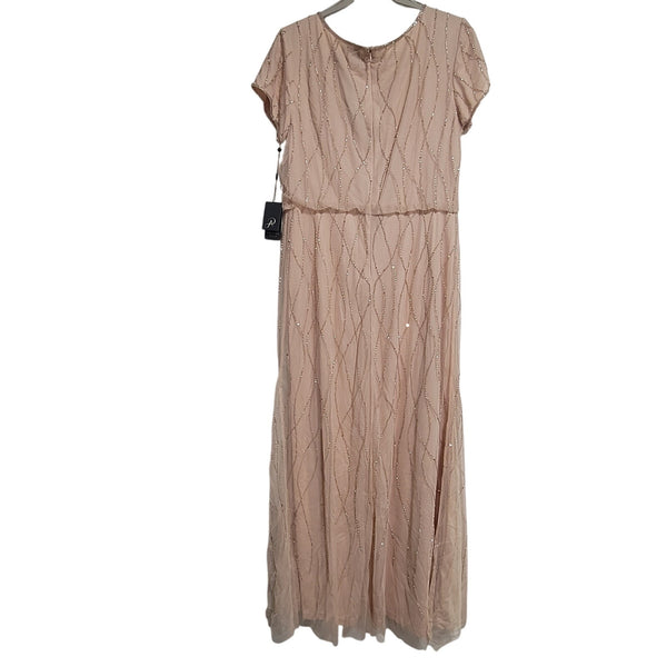 NWT Arianna Papell Beaded Blouson Champagne Gown Dress Size 14