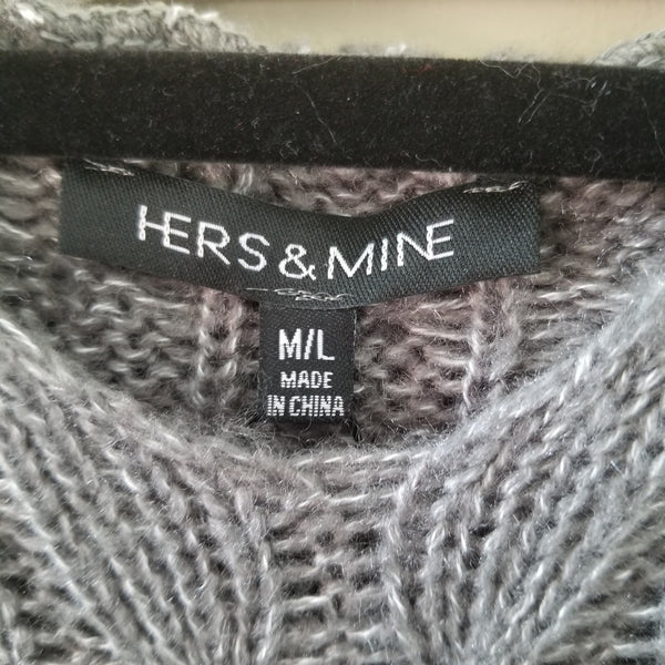 NWT Hers & Mine Gray Hoodie Sweater Knit Dress M/L