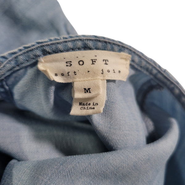 SOFT Soft Joie Blue Jean Style Knee Length Dress Key Hole Back 3/4 Sleeve Medium