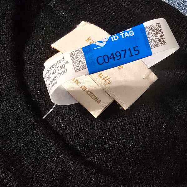 NWT Kate Spade Black NY Broome Fringe 3/4 Sleeve Pullover Sweater Size Medium