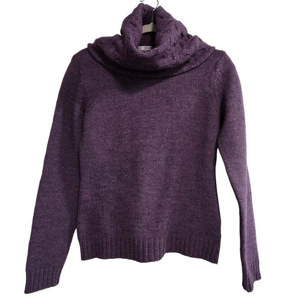 Luigi Baldo Purple Cowl Neck Merino Wool Acrylic Alpaca Sweater Size Small