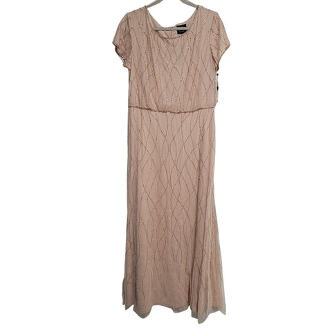 NWT Arianna Papell Beaded Blouson Champagne Gown Dress Size 14