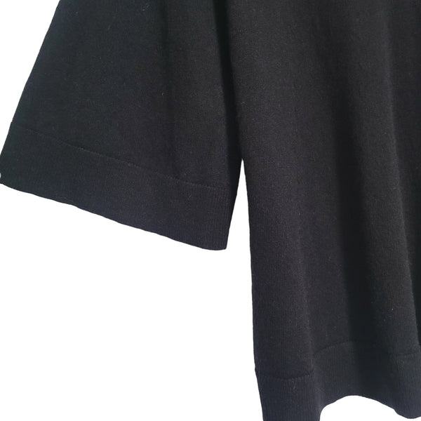 NWT Kate Spade Black NY Broome Fringe 3/4 Sleeve Pullover Sweater Size Medium
