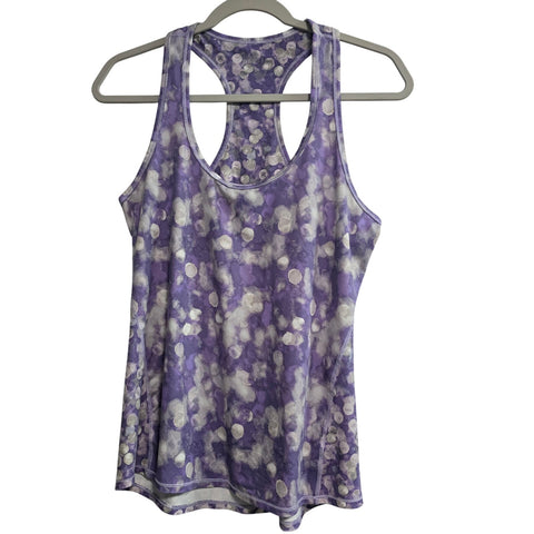 Athleta Purple Silver Polka Dots Racerback Tank Top Size Small