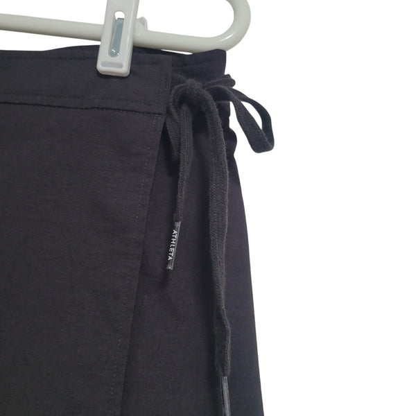 Athleta Black Wrap Mini Skirt Zip Pocket Tie Adjustable Waist Size Medium
