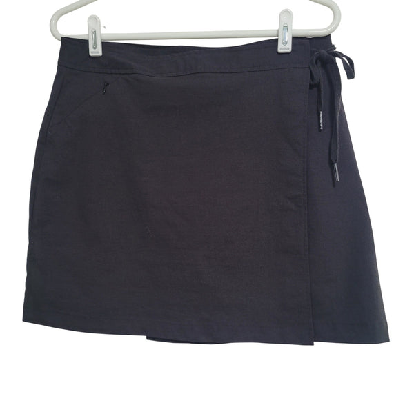 Athleta Black Wrap Mini Skirt Zip Pocket Tie Adjustable Waist Size Medium