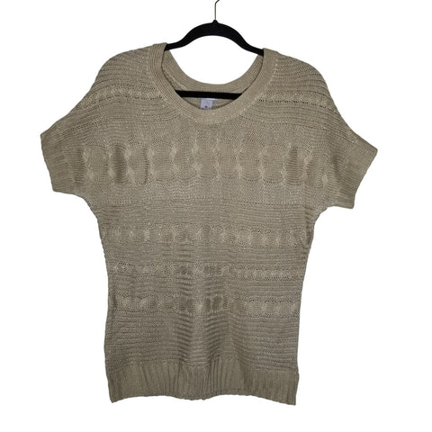 NWT New Directions Weekend Tan Short Sleeve Blouse Size Medium