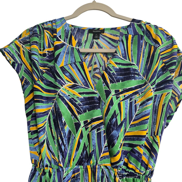 Halogen Tropical Short Sleeve Surplice Pockets Elastic Waist Size XS