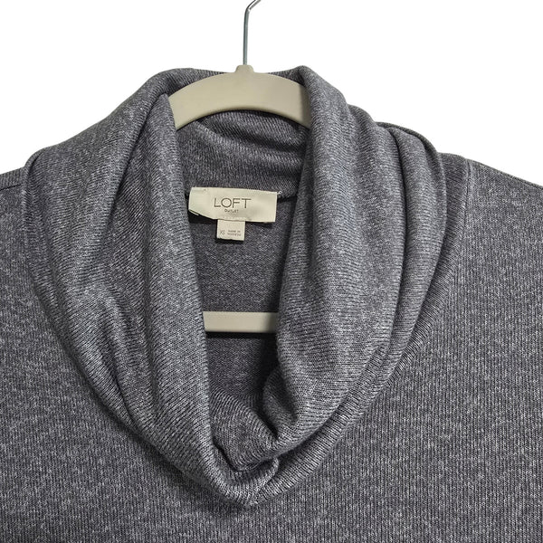 Loft Gray Long Sleeve Cowl Neck Blouse Size XS