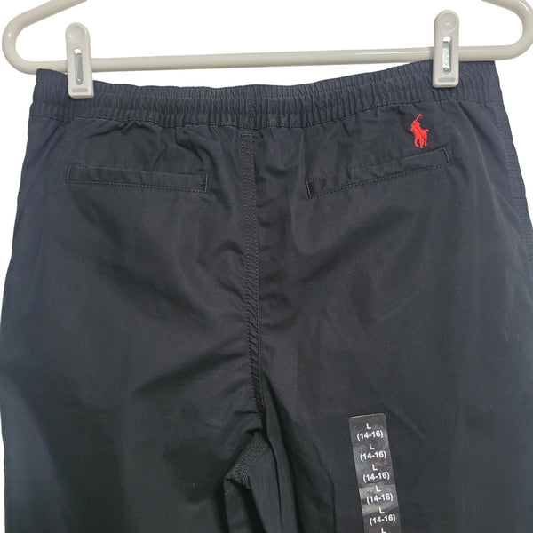 NWT POLO Ralph Lauren Cotton Poplin Jogger Pants Black Boys Large 14-16