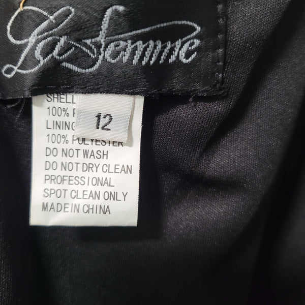 NWT La Femme Black Homecoming Off the Shoulder Mini Dress SIze 12