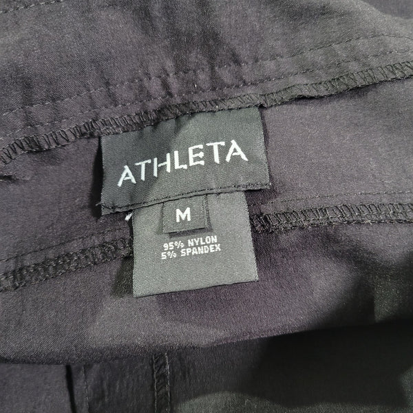 Athleta Black Wrap Mini Skirt Zip Pocket Tie Adjustable Waist Size Medium