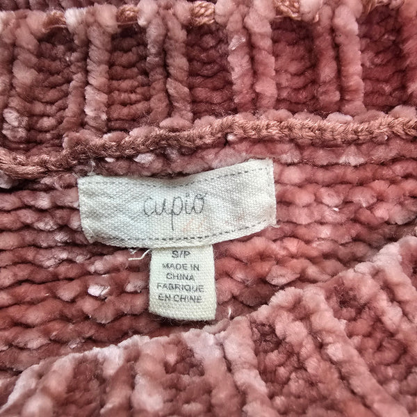 Cupio Chenille Pink Chunky Knit Sweater Size Small
