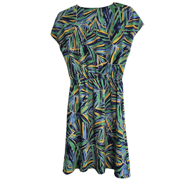 Halogen Tropical Short Sleeve Surplice Pockets Elastic Waist Size XS