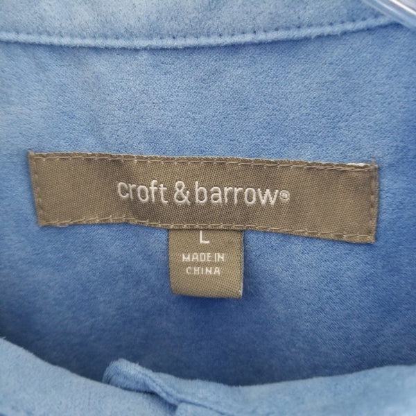 Croft and Barrow Blue Blouse Button Up Collar Long Sleeve Size Large