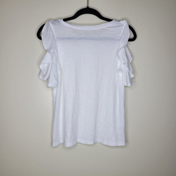 LOFT Outlet White Cotton Sleeveless with Ruffles Size XS
