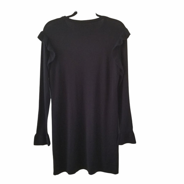 NWT I Joah Black Sweater Dress Ruffled Shoulders Wrists Size Medium