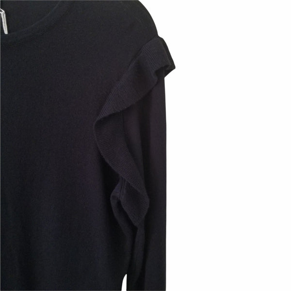 NWT I Joah Black Sweater Dress Ruffled Shoulders Wrists Size Medium