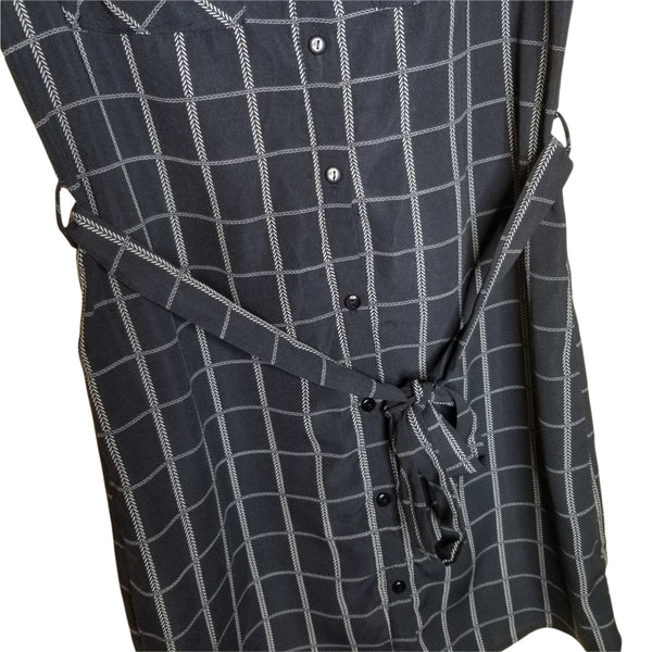 Monteau Los Angeles Blue Plaid Button Down Short Sleeve Dress Size Small