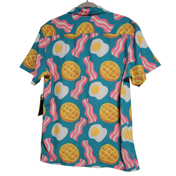 Duvin Men's Breakfast Button Up Collar Short Sleeve Cabana Shirt Size Medium