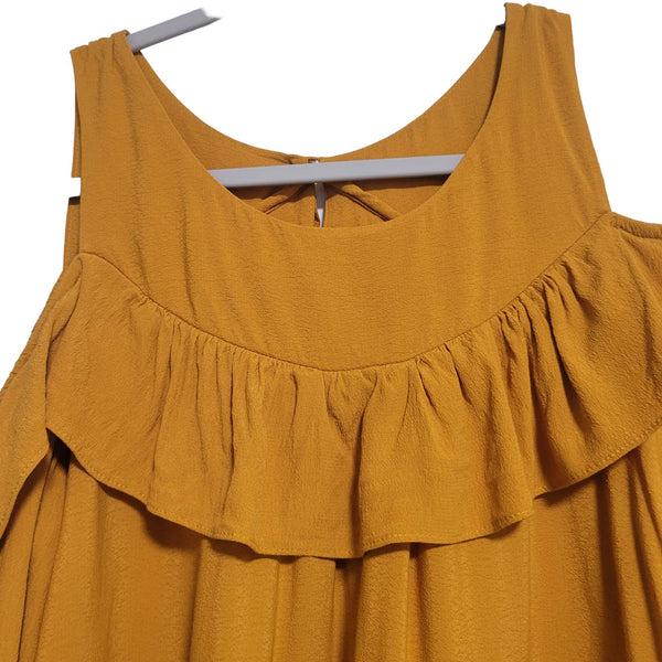 Anthropologie Maeve Women's Mustard Yellow Gold Cold Shoulder Keyhole Size 12