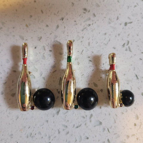 Gerry's Bowling Pin Brooch Vintage Lot of 3