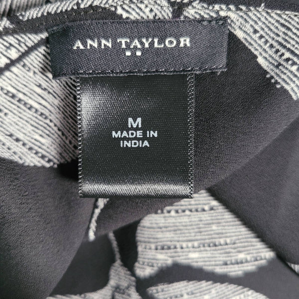 Ann Taylor Black Tan Floral Layered V-Neck Sleeveless Blouse Size Medium