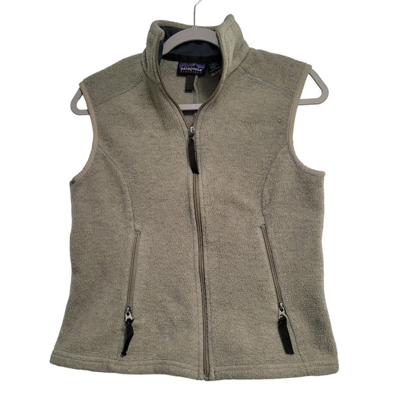 Patagonia Women's Synchilla Light Brown Full Zip Vest Pockets Size Medium