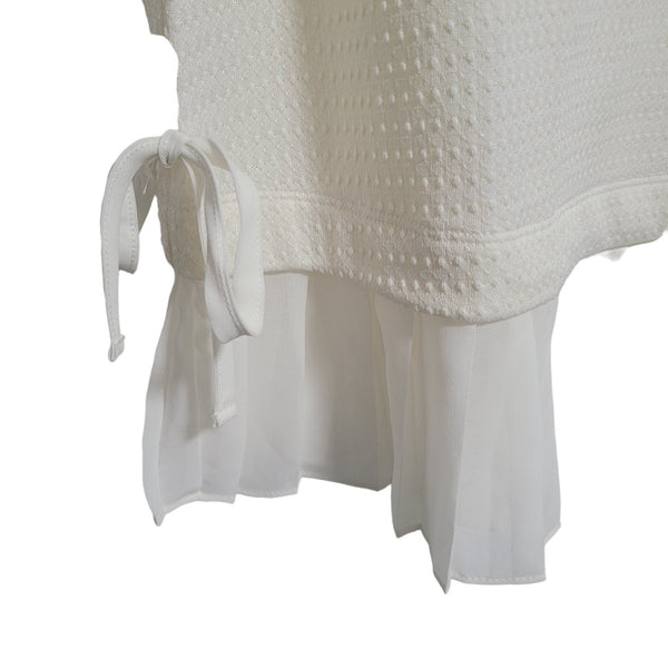 Lauren Conrad Cream Blouse Pleated Bottom Long Sleeves Ties on Sides Large