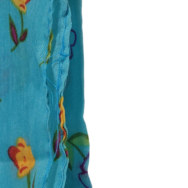 Floral Multicolored Blue Long Rectangle Scarf