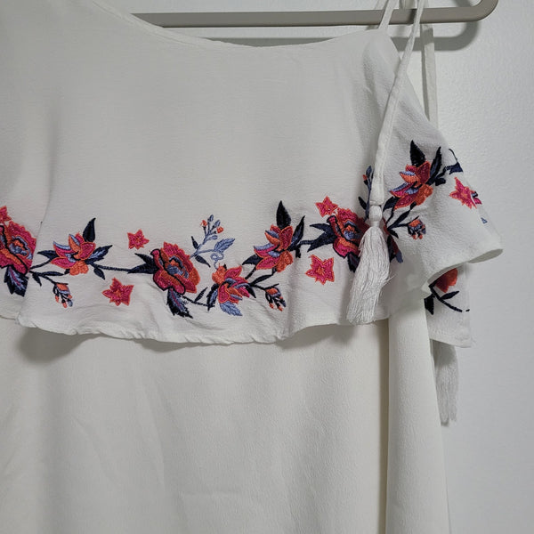 Miami White Floral Dress Sleeveless Tie Spaghetti Strap Mini Dress Size Small