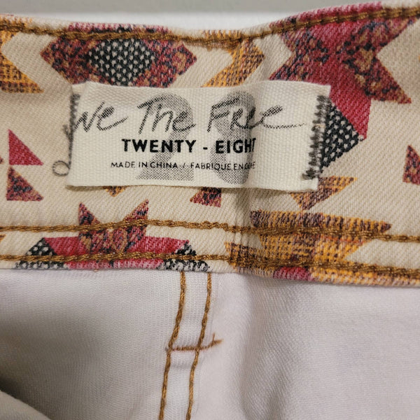 NWT We The Free by FP Wild Child Skinny Ivory Printed High Rise Jeans Size 28
