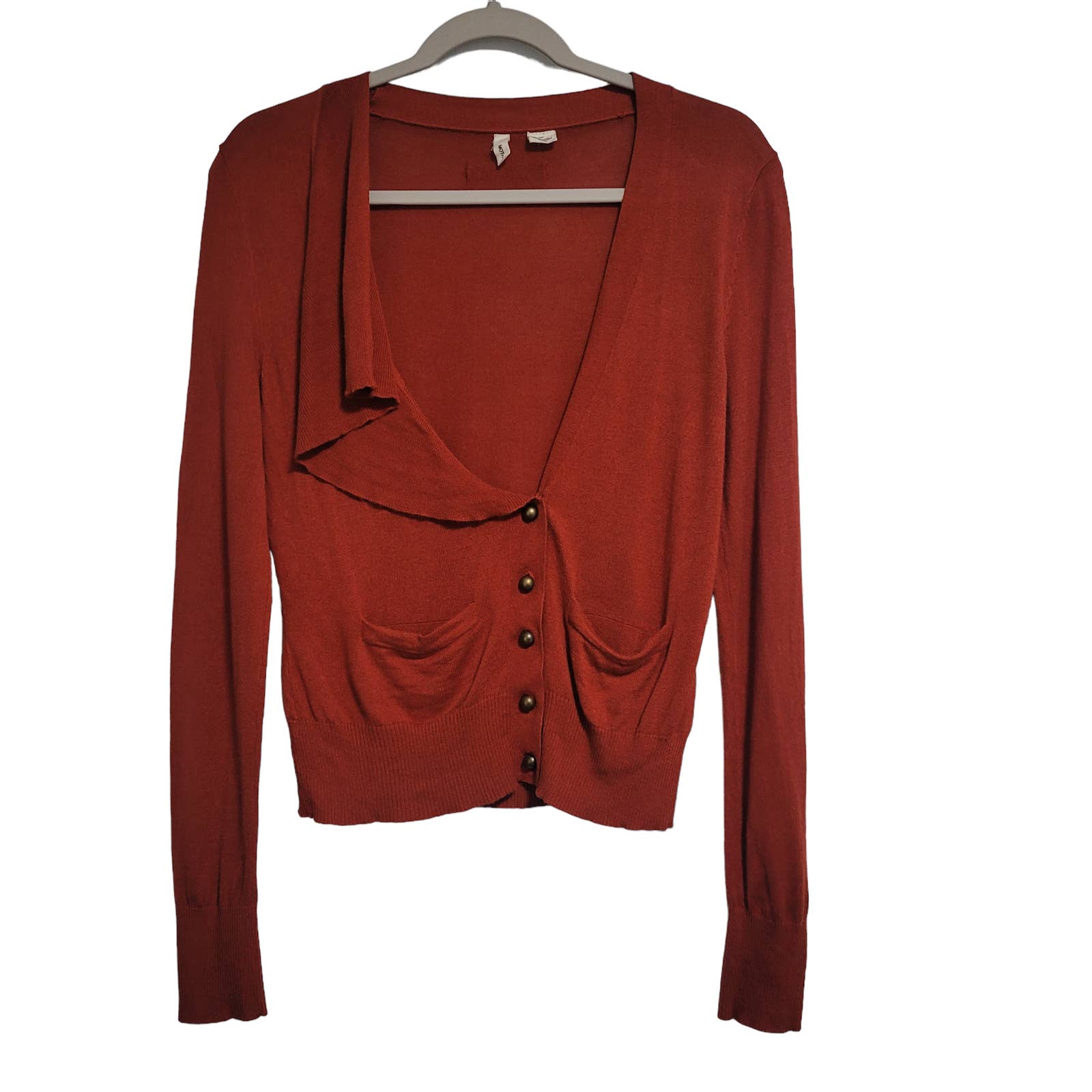 Moth Burnt Orange Button Up Long Sleeve Cardigan Pockets Size Small
