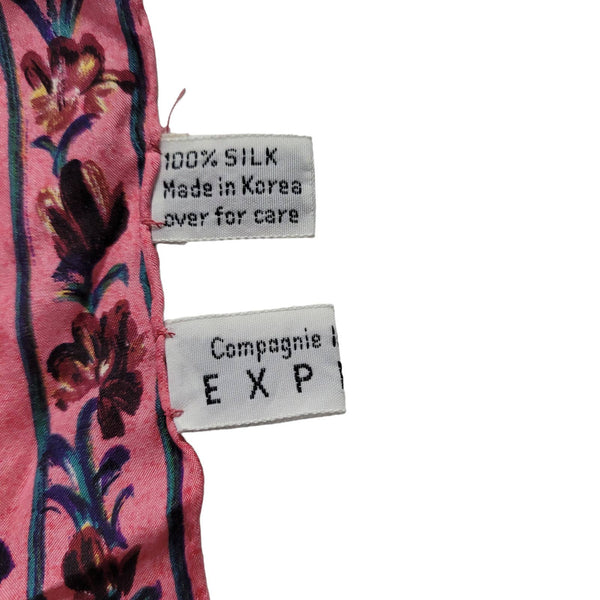 Express Compagnie Internationale Vintage Pink Multicolored Floral Silk Bandana