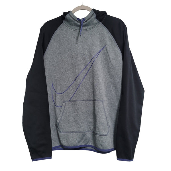 Nike Dri Fit Women's Gray Black Purple Funnel Neck Hoodie Size XL