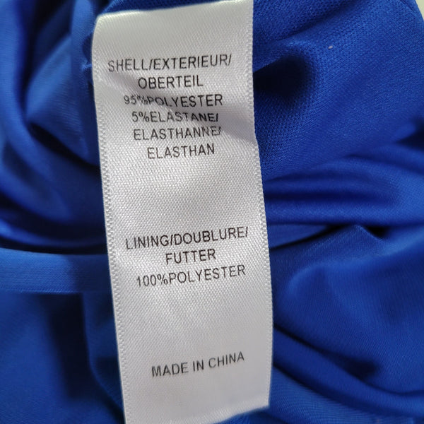 Adrianna Papell Blue Elbow Knee Length Dress Ruching Zip Up Back Size 4